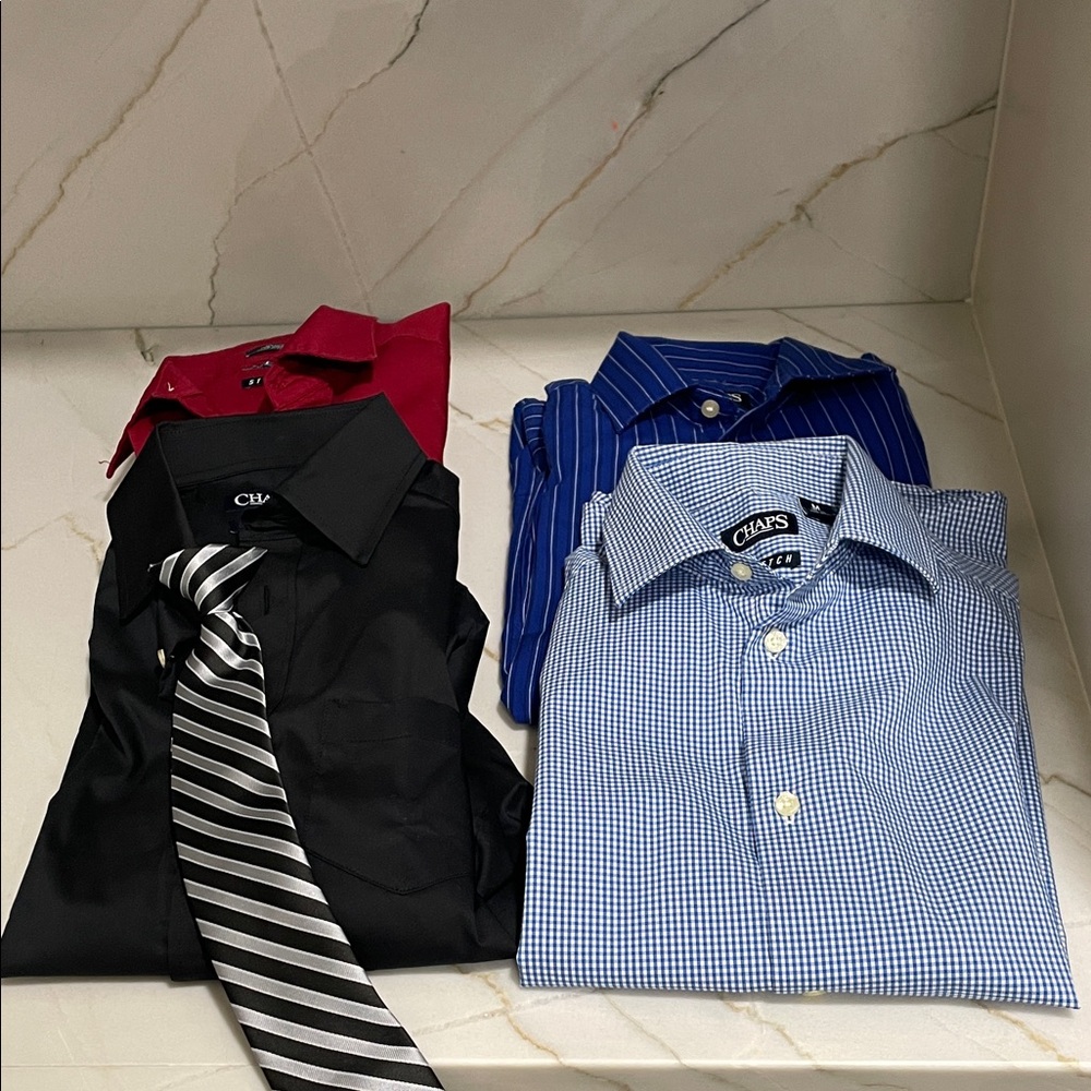 Chaps Bundle Kids Button Down Shirts in Black, Red, and Blue